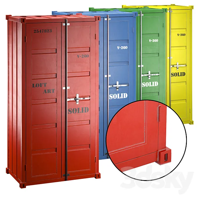Sea Container wardrobe 4 COLORS 3DSMax File