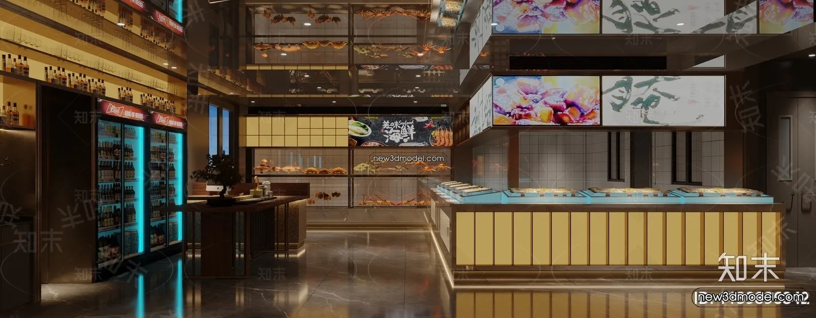 Seafood Restaurant 3D Scene – 3D Blocks – 009 – CORONA
