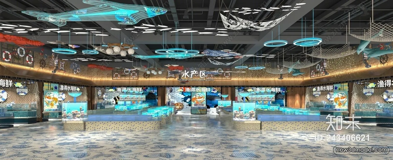 Seafood Restaurant 3D Scene – 3D Blocks – 012 – VRAY