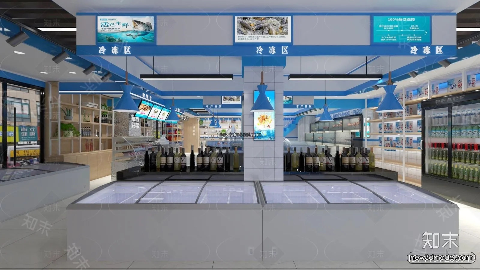 Seafood Restaurant 3D Scene – 3D Blocks – 026 – VRAY