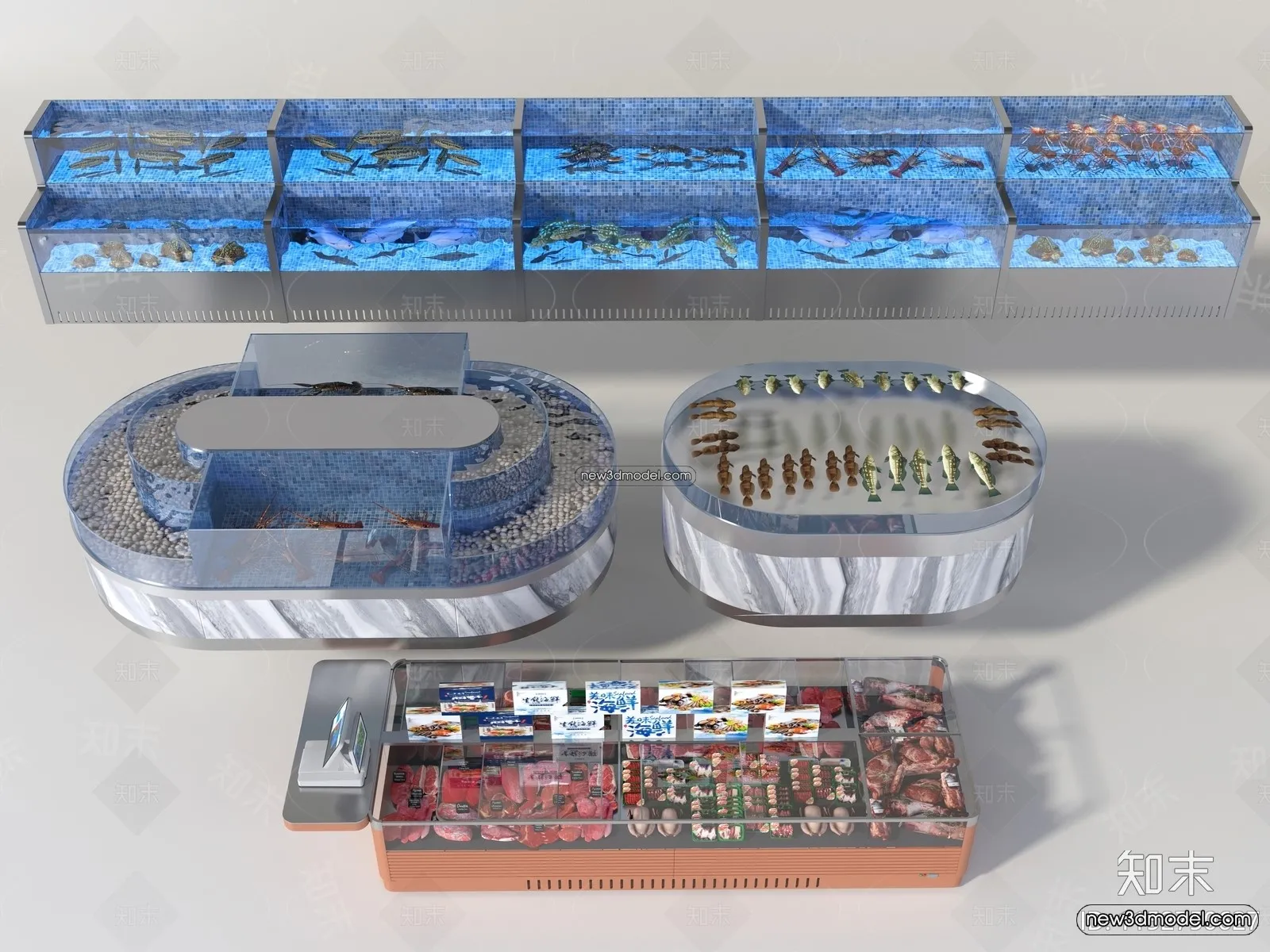 Seafood Restaurant 3D Scene – 3D Blocks – 029 – VRAY