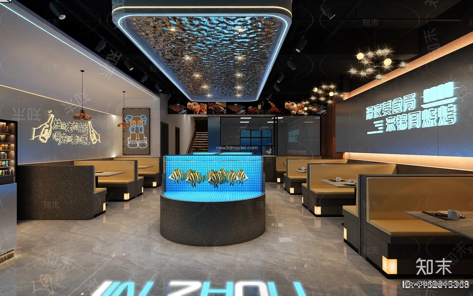 Seafood Restaurant 3D Scene – 3D Blocks – 031 – VRAY