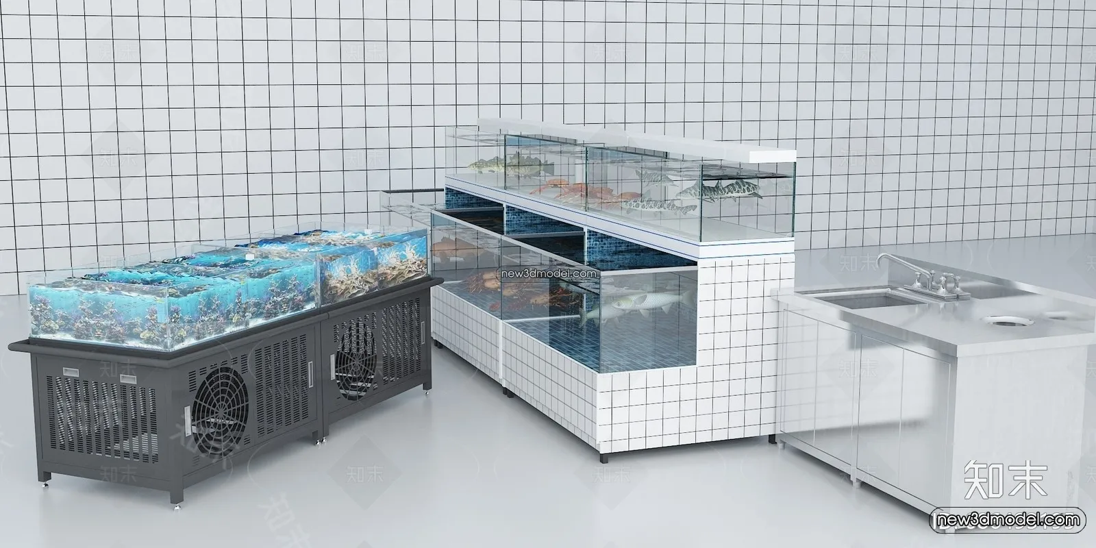 Seafood Restaurant 3D Scene – 3D Blocks – 069 – VRAY