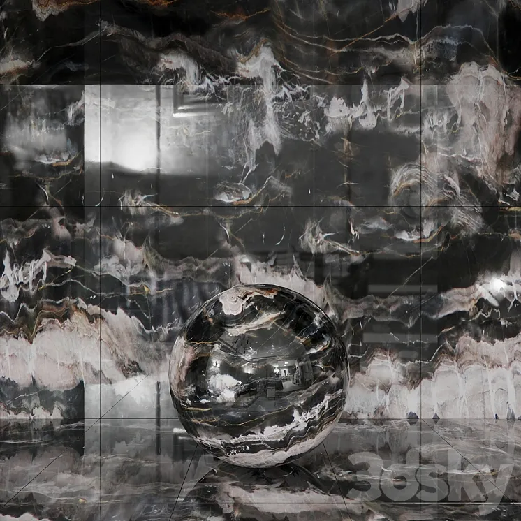 Seamless Confusion Dark Marble Material 3DS Max