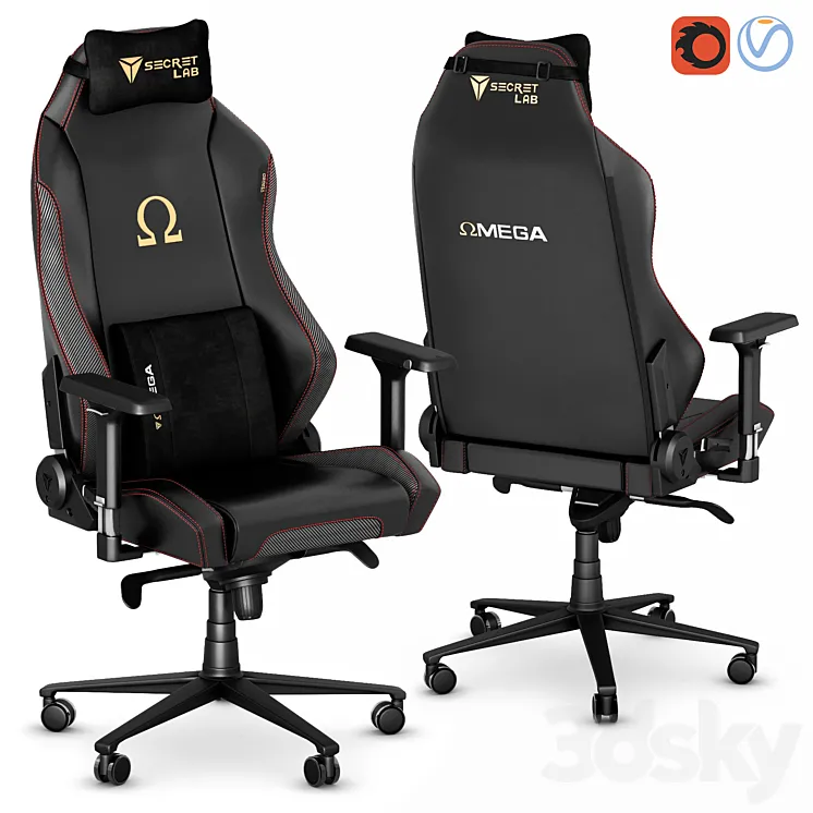 Secretlab Omega 2020 gaming office chair 3DS Max