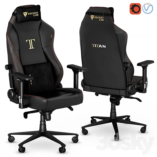 Secretlab TITAN 2020 gaming office chair 3DS Max Model