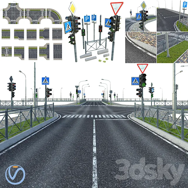 Sections of road 3DSMax File