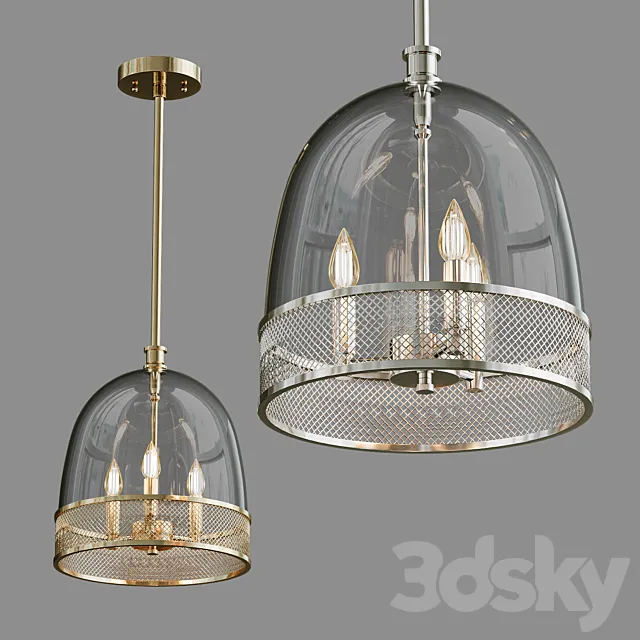 SEEDED GLASS AND SCREEN BELL PENDANT 3ds Max