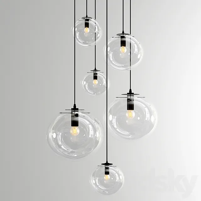Selene Suspension Lamp – Black 3ds Max