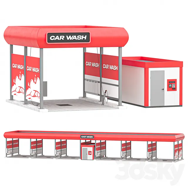 Self-service car wash 3DS Max Model