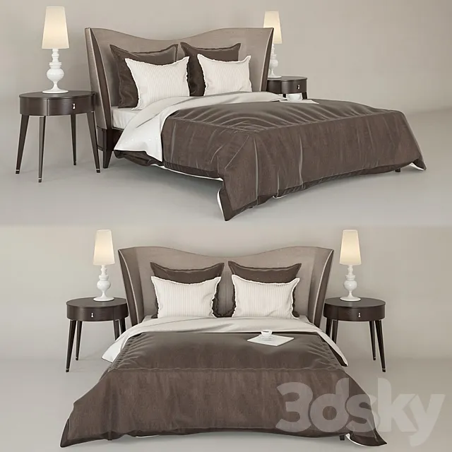 Selva Vendom bed; Selva Vendome table; Metalhead lamp Josephine 3ds Max