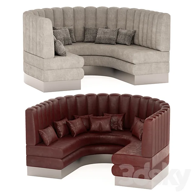 Semi-circular Booth Seating 3ds Max