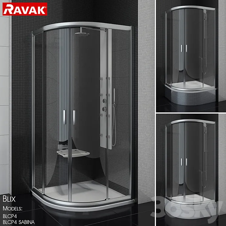 Semi-circular shower cabins Ravak BLIX 3DS Max