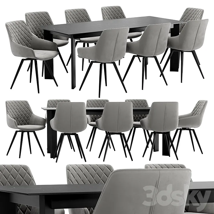 Seoul Dining Chair and Track Table 3DS Max