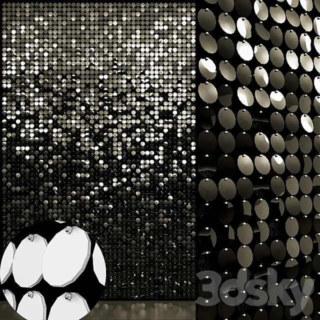 sequins metal wall 3ds Max