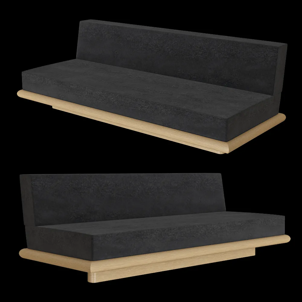 Serax – Sofa licot black + frame oak natural Ono 3 3ds Max