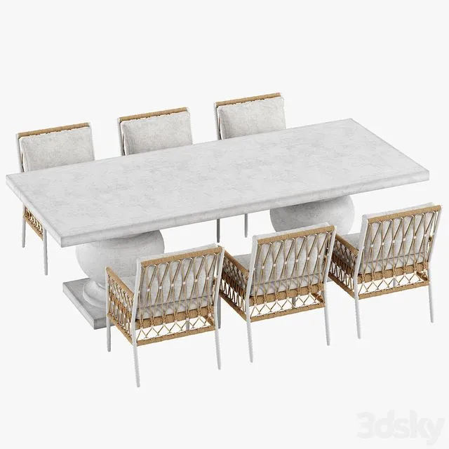 Serena and Lily Salt Greek chair Terrace table set 3dsMax Model