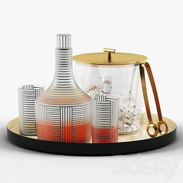 Series B Decanter & Bleecker Bar Ice Bucket set 3DS Max Model