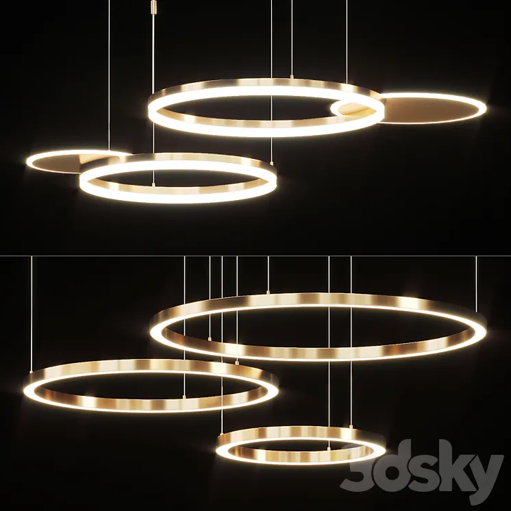 Series of LED ring light combinations 3DS Max