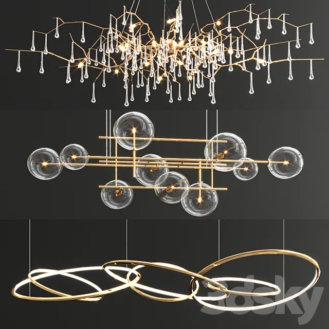 Serip Orizzontale Ring Chandelier – 3 type 3ds Max