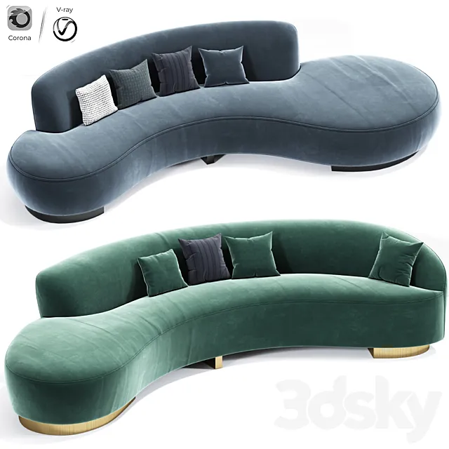 Serpentine Sofa And Freeform Curve Vladimir Sofa Set 3DS Max Model