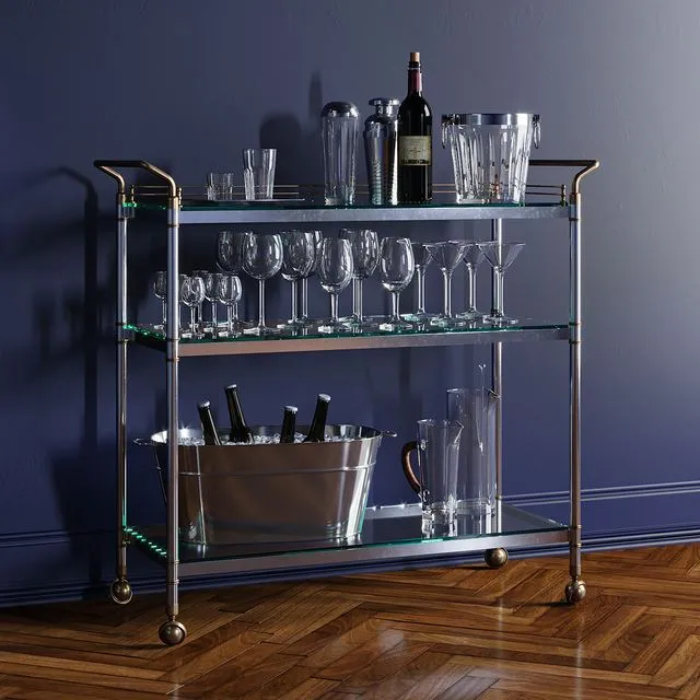 Service table with wine 3dsMax Model