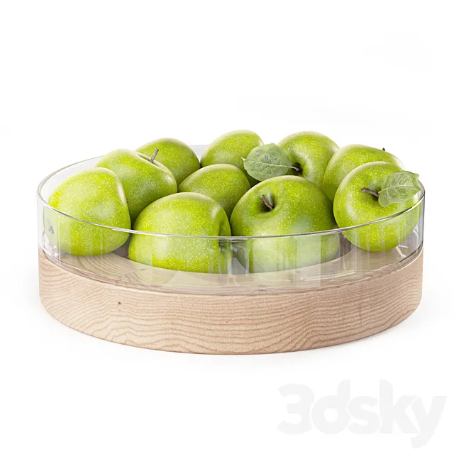 Serving dish on a stand Lotta D31 cm LSA International with green apples 3ds Max