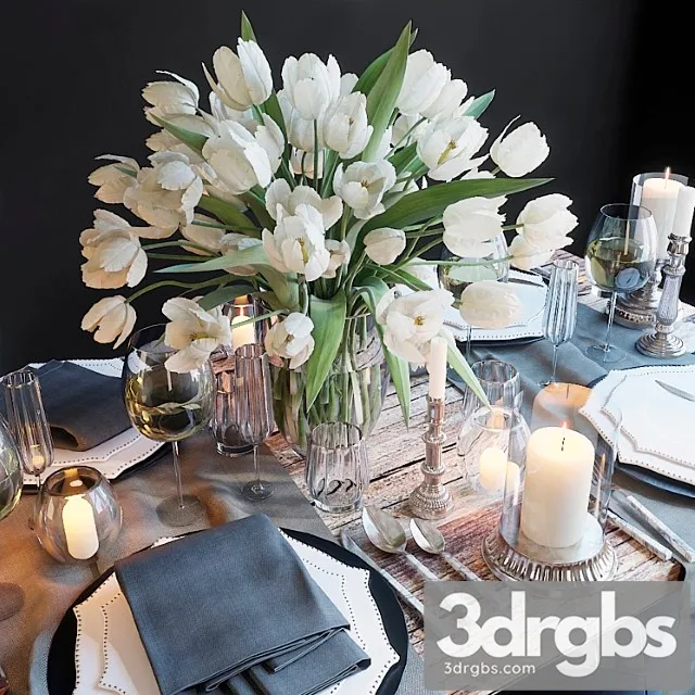 Serving The Table 23 Serving with White Tulips 3dsmax Download