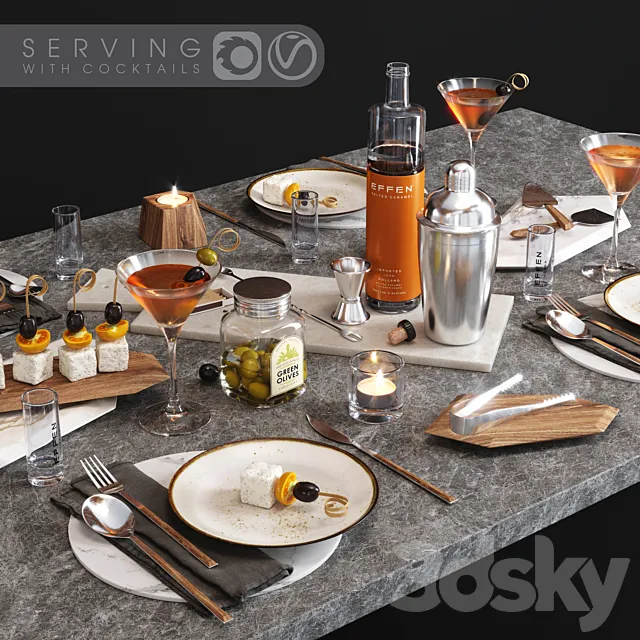 Serving with cocktails 3DS Max Model