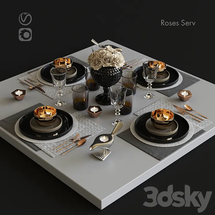 Serving with roses 3DS Max