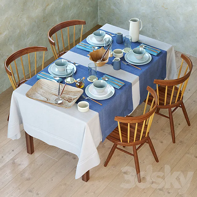 Serving Zara Home Artisanal Blue 3ds Max