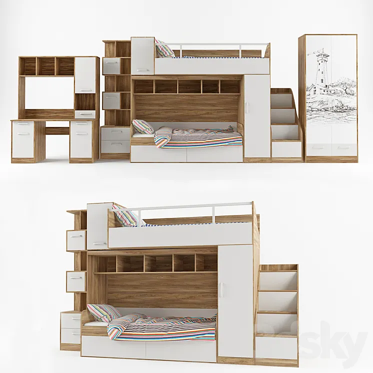 Set children's furniture collection London 3DS Max