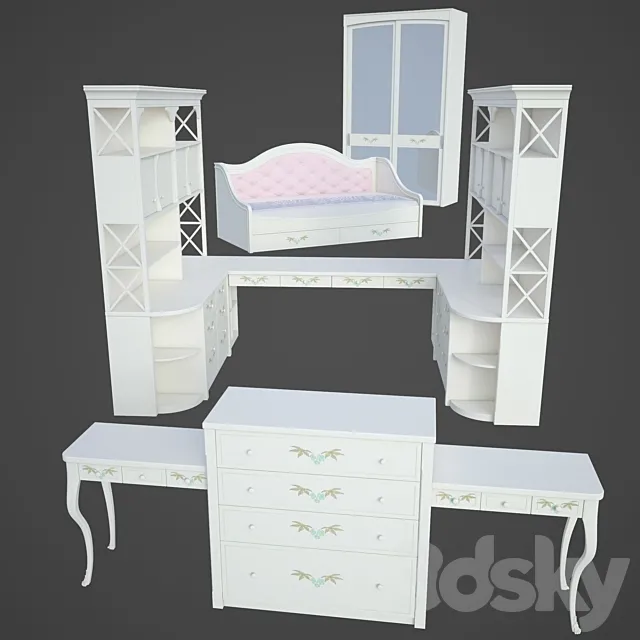 Set children’s furniture in the style of Provence 3DSMax File