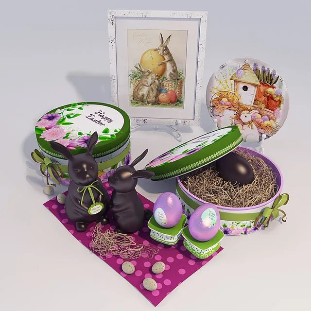 Set decoration Easter happy 1 3dsMax Model