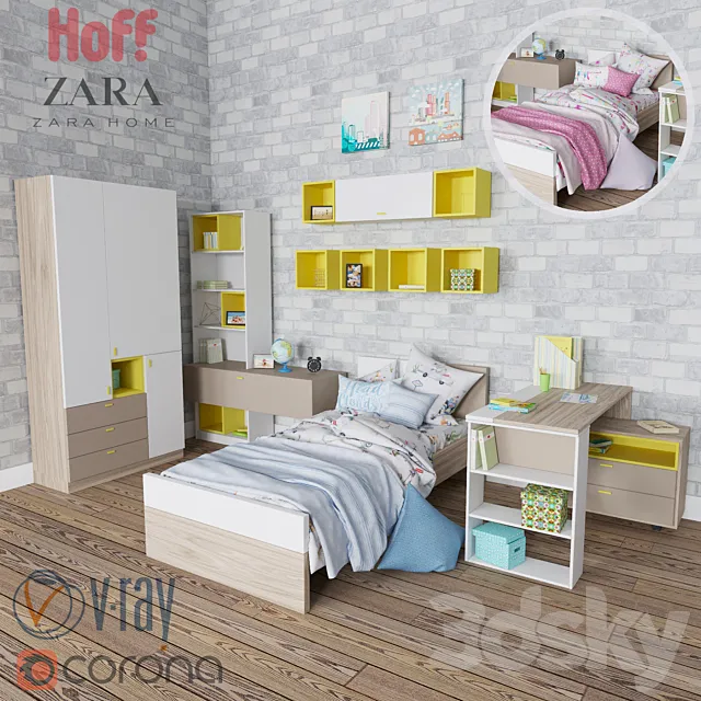 Set for children Hoff Fusion bedding Zara Home for boys and girls 3DSMax File