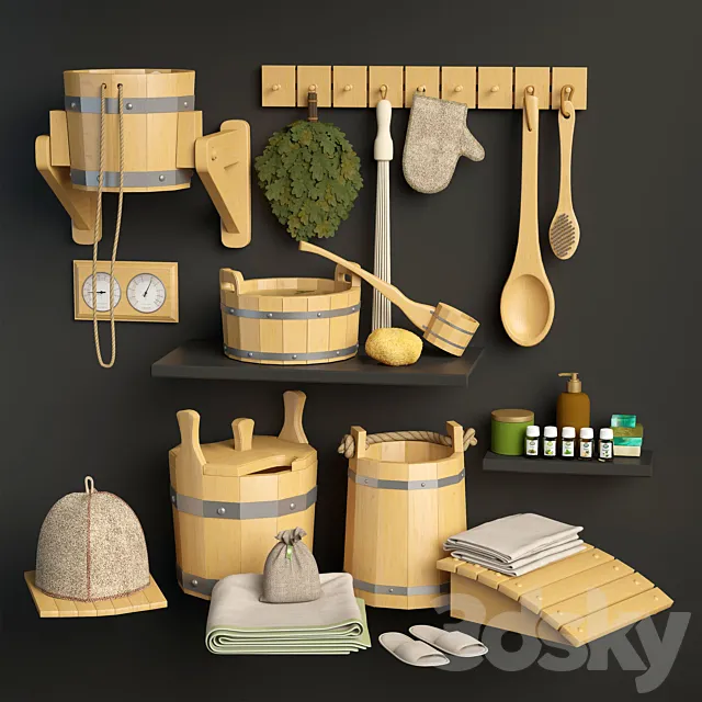 Set for sauna 3ds Max