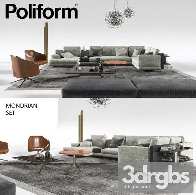 Set from Poliform Mondrain 3dsmax Download