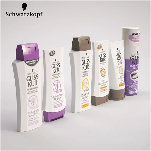 Set Gliss Kur shampoo conditioner nail 3DS Max Model