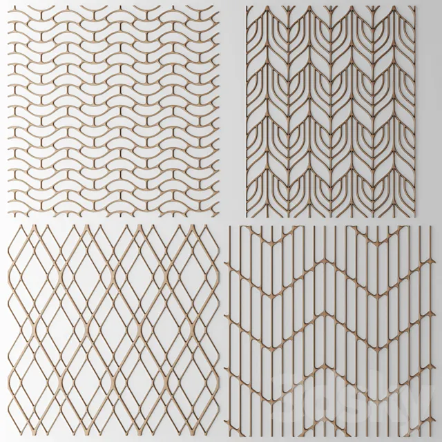 Set. Lattice panel pattern art abstraction decorative interior wall decor 3DS Max Model