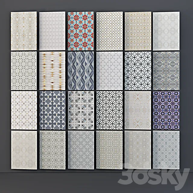 set of 23 seamless textures mosaic tile new ravenna 3DS Max Model