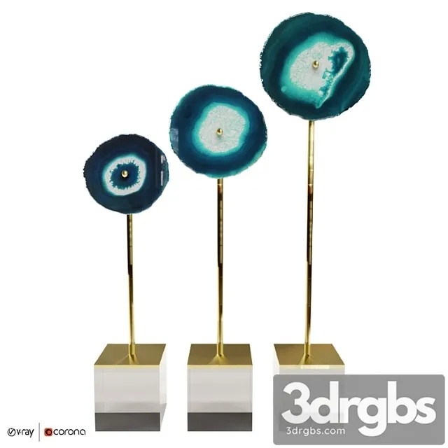 Set Of 3 Statuettes Agate Design Blue 3dsmax Download