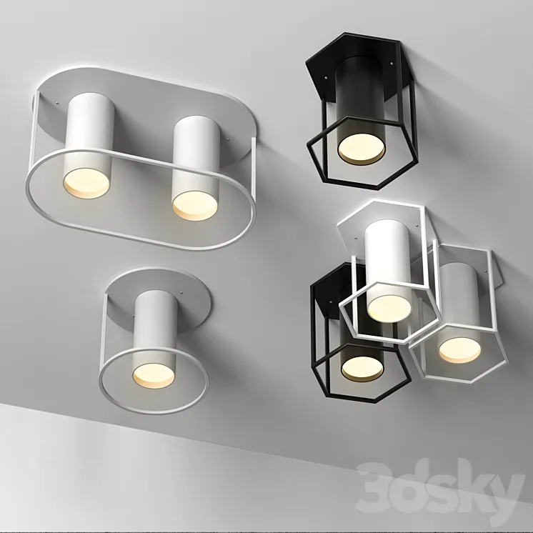 Set of 4 spot ceiling lamps by FILD Architonic 3DS Max