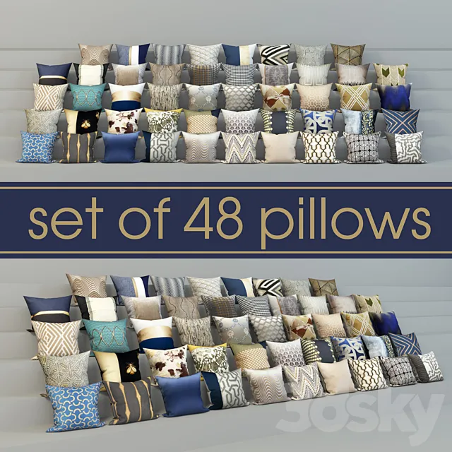 set of 48 pillows set of 48 semi 3DS Max Model