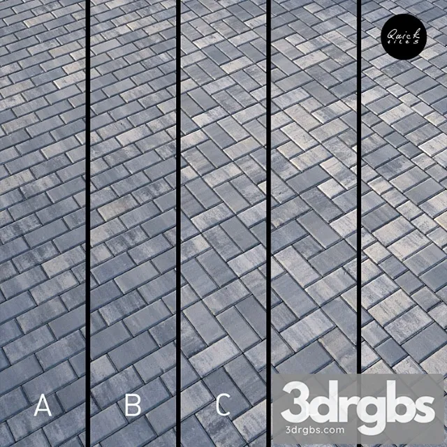 Set of 5 materials of colorful paving stones 3dsmax Download