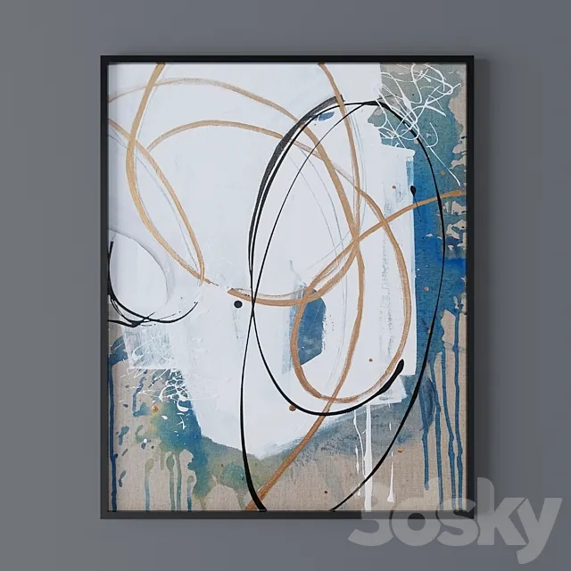 Set of abstract paintings 40 3ds Max