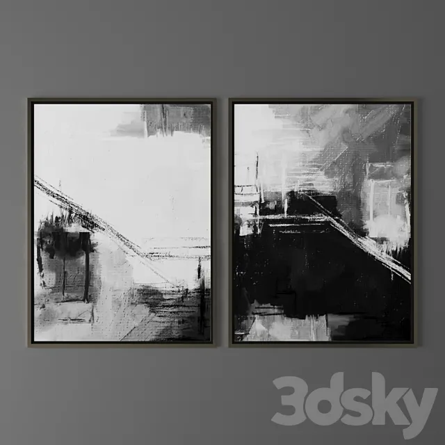 Set of abstract paintings 50 3ds Max