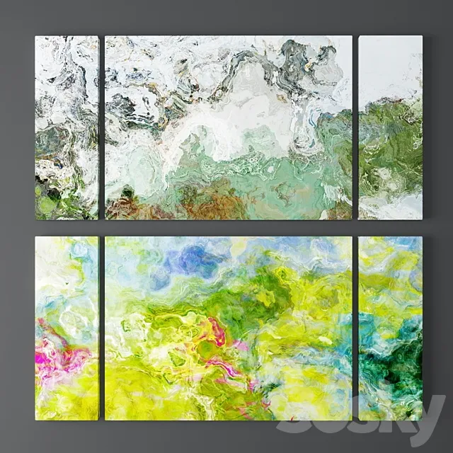 Set of abstract paintings from FinnellFineArt 3ds Max