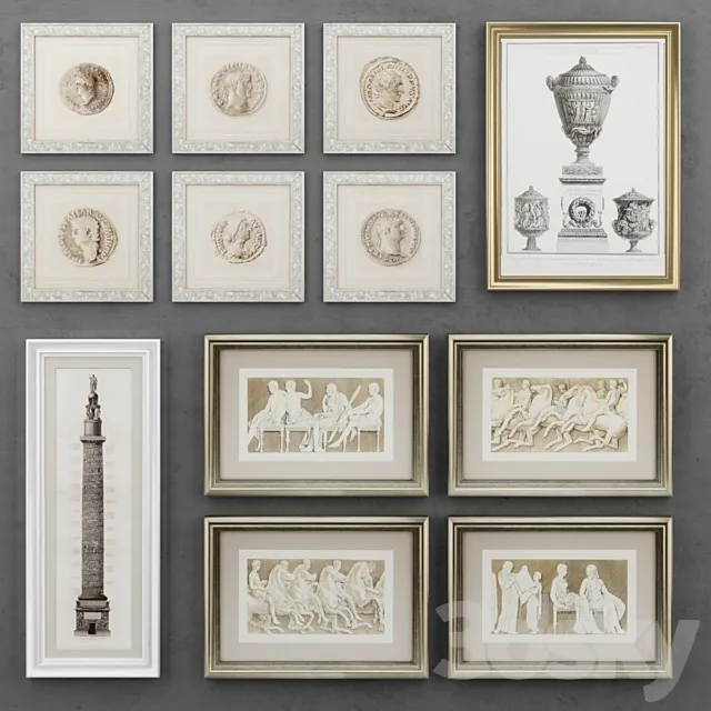 Set of antique paintings 3DSMax File