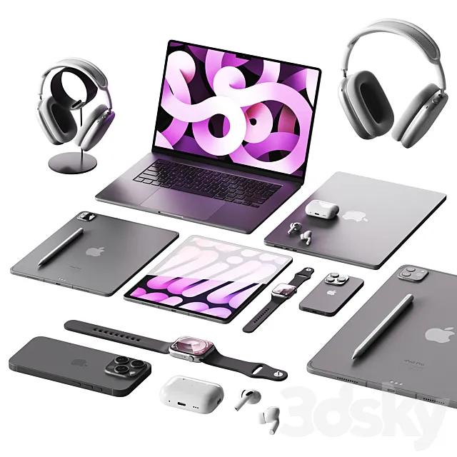 Set of Apple equipment 1 3ds Max