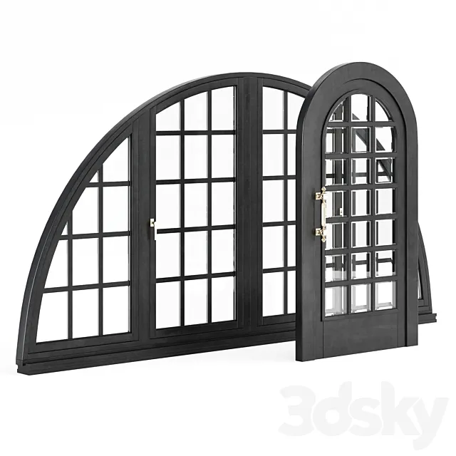 Set of arched doors and windows 3ds Max